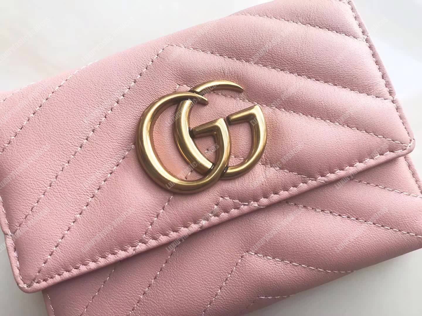 G*u*i gg marmont matelassé wallet baby pink