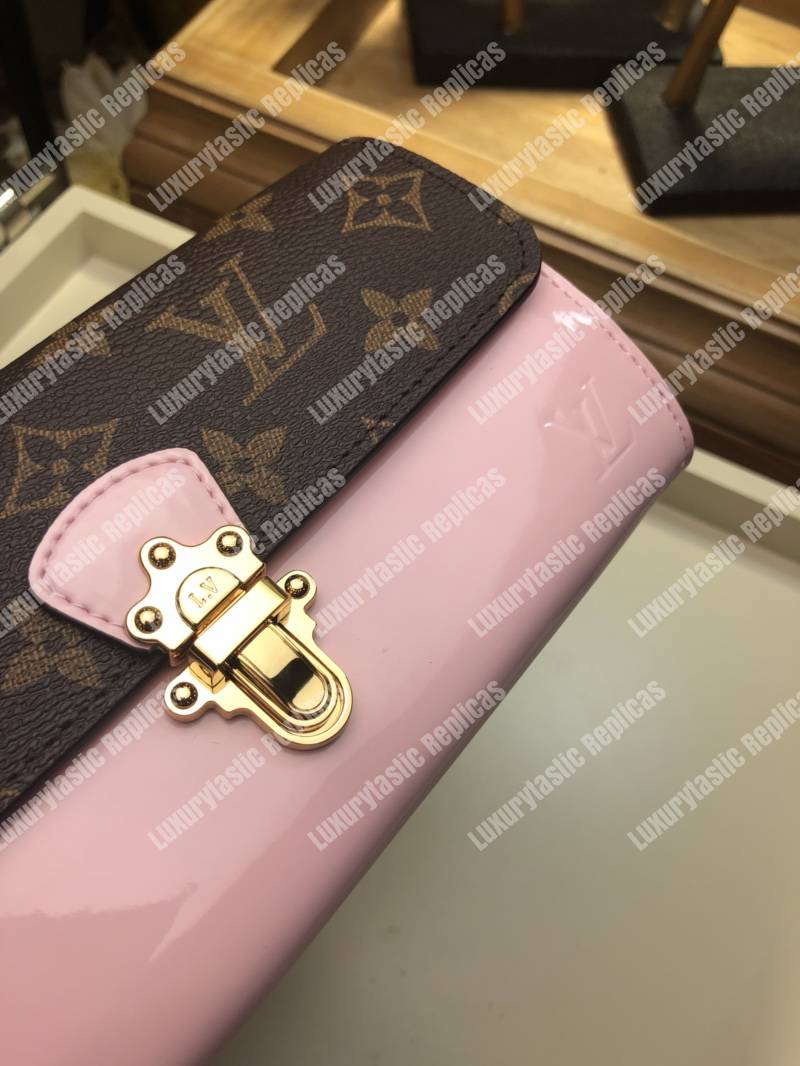 LV Cherrywood Wallet Patent Leather Rose Ballerine