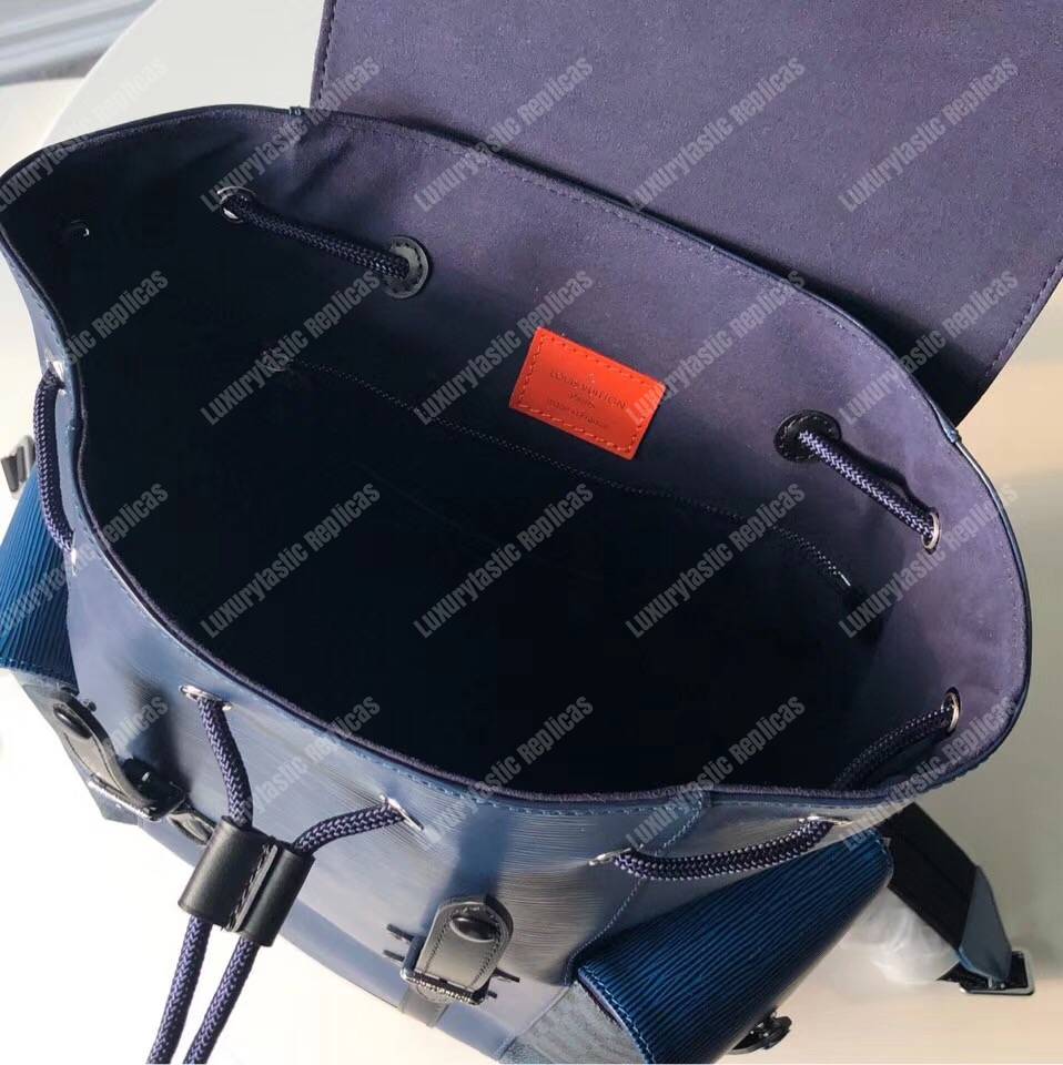 LV Christopher PM Epi Leather Damier Graphite Patchwork Blue