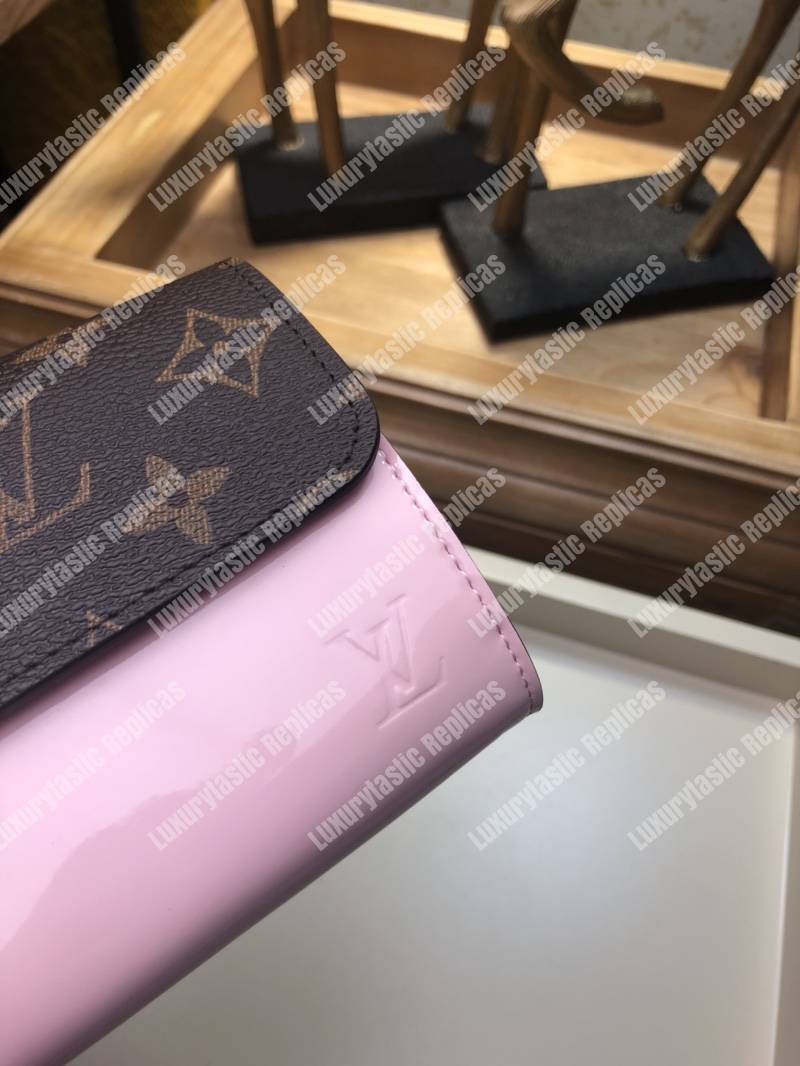 LV Cherrywood Wallet Patent Leather Rose Ballerine