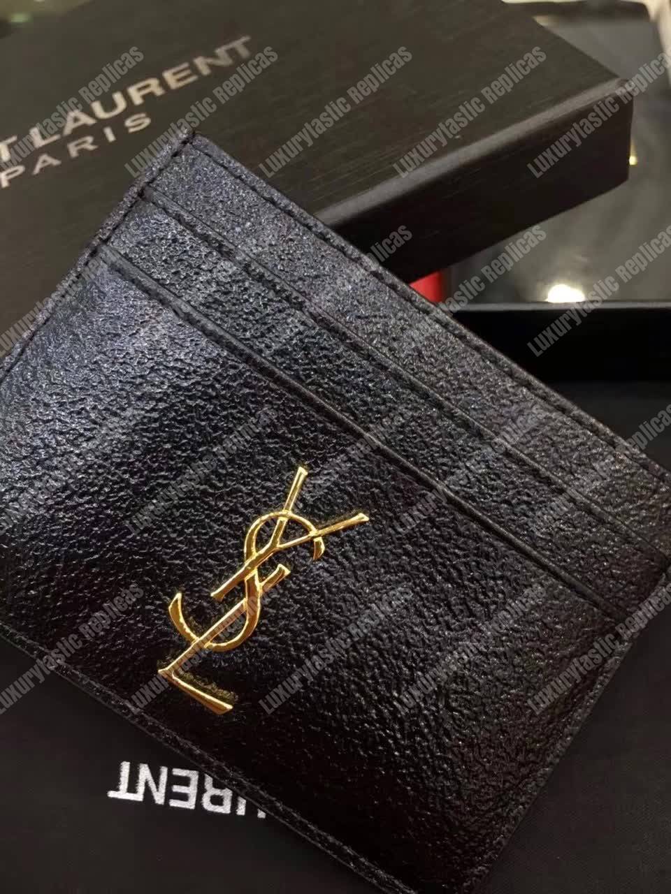 Saint Laurent Monogram Card Case Glitter Black