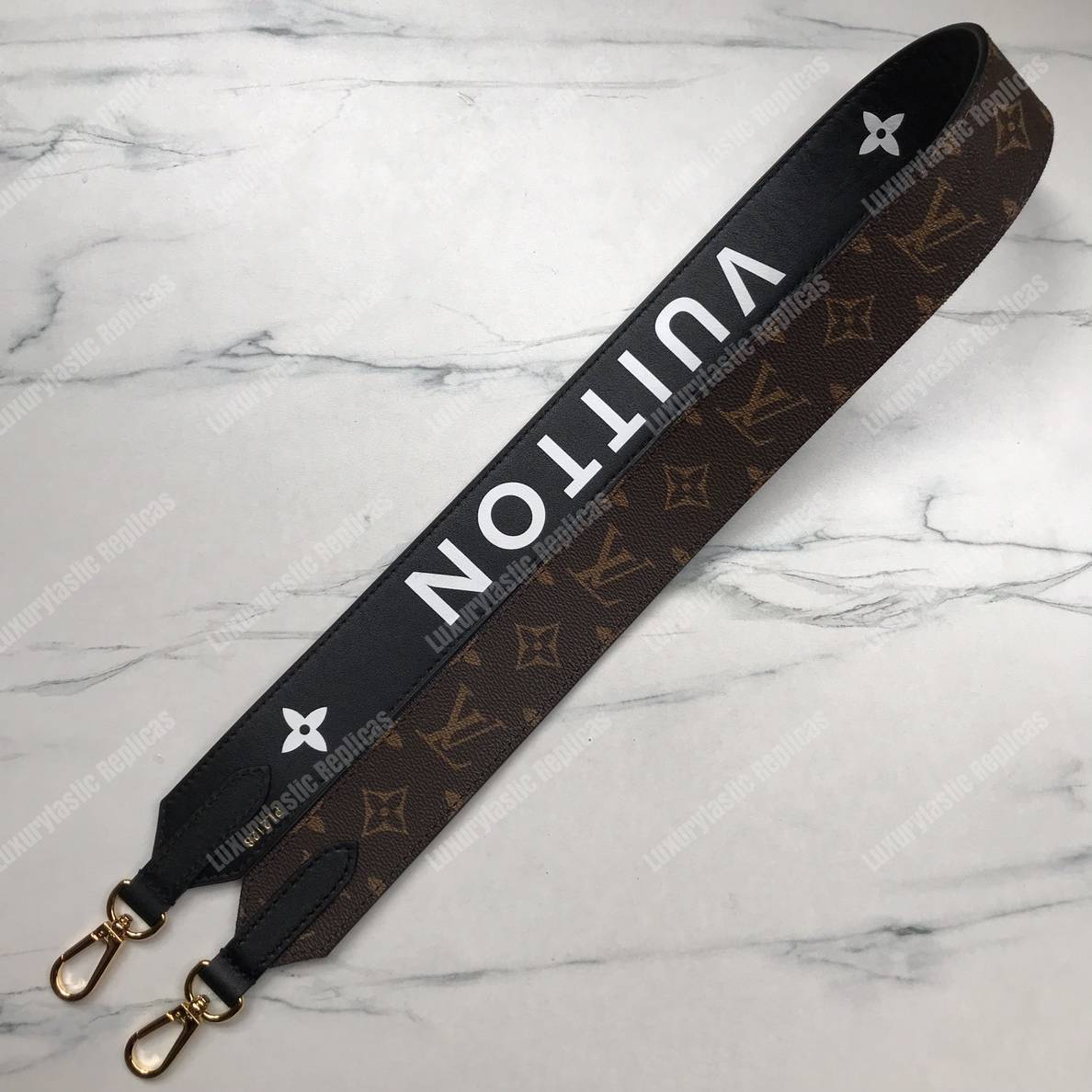 LV Bandouliere Monogram Black Lettering Strap