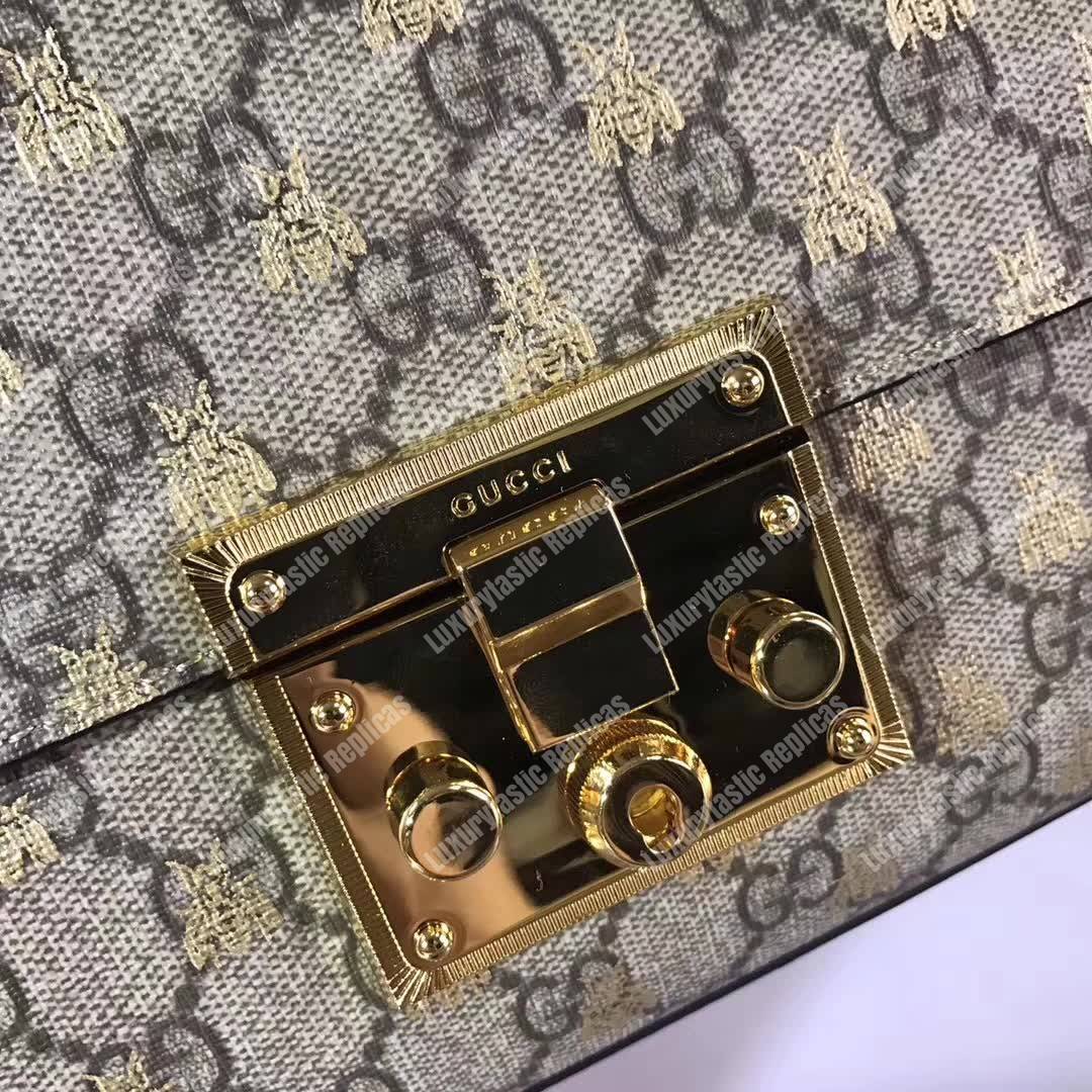 G*u*i padlock medium full gg sup*e bees shoulder bag