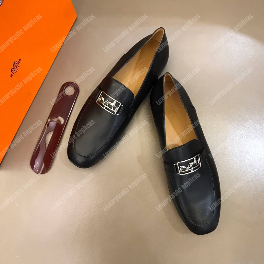 H**mes tenor loafer black leather