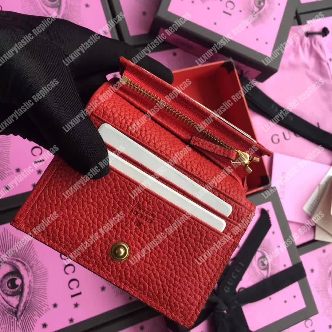 G*u*i animalier card case hibiscus red with bee