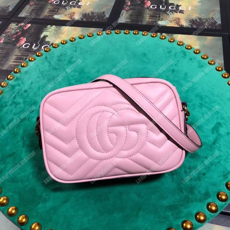 G*u*i gg marmont matelassé mini bag pink