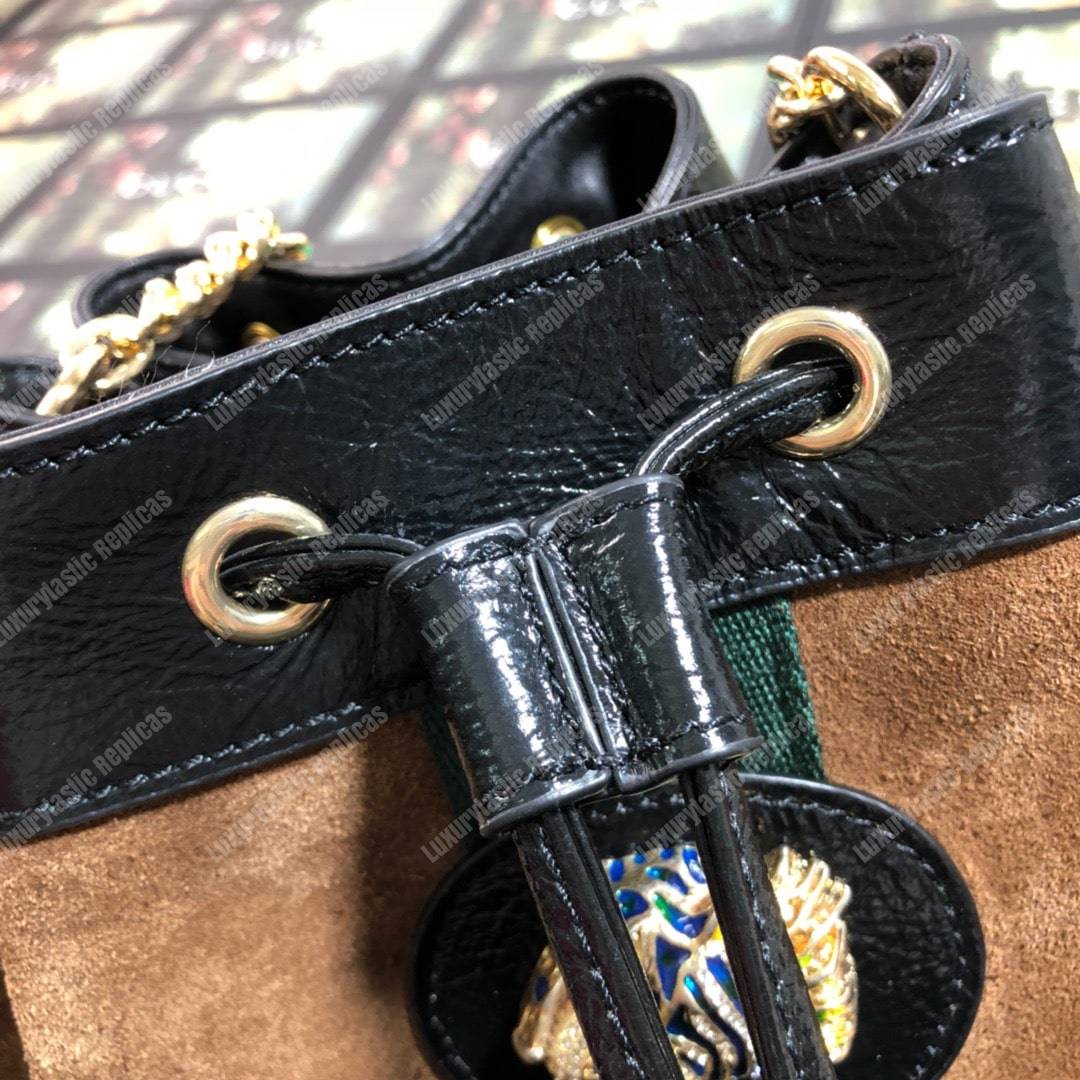 G*u*i rajah medium bucket bag brown