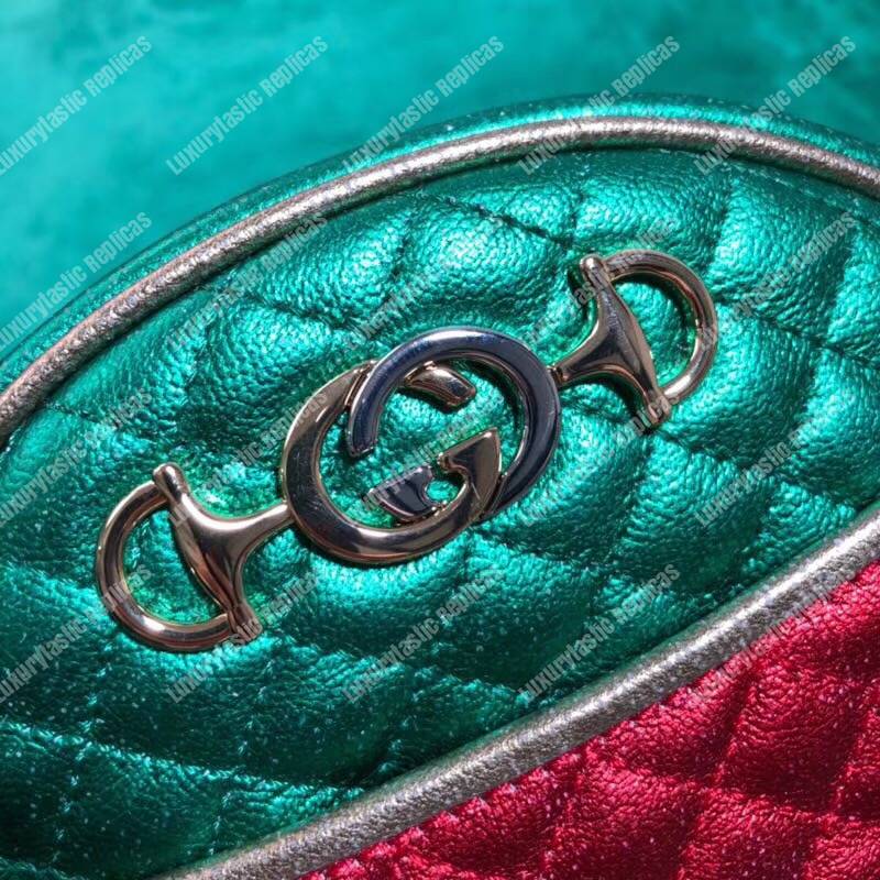 G*u*i laminated leather mini bag red and green