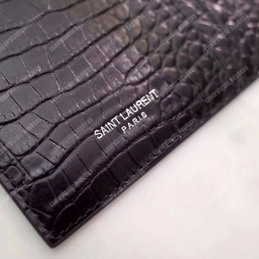 Saint Laurent Paris 5 Fragments Zip Pouch Crocodile