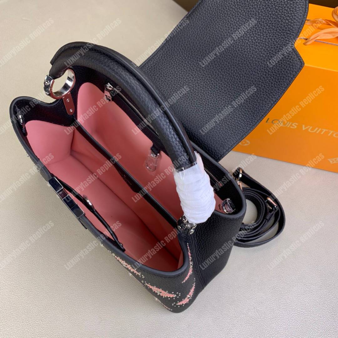 LV Capucines PM Taurillon Leather Monogram Flowers allover Black