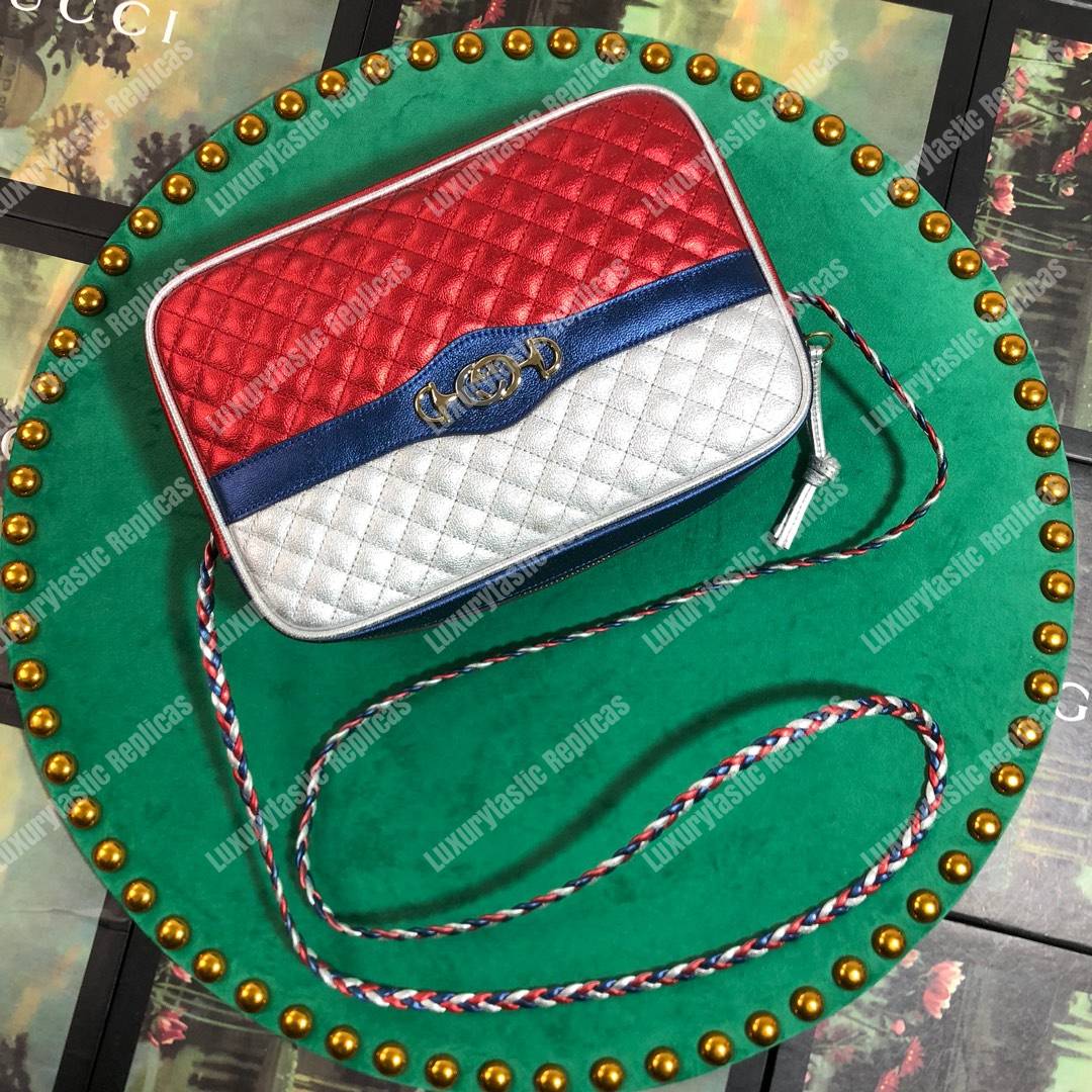 G*u*i laminated leather small shoulder bag red/white