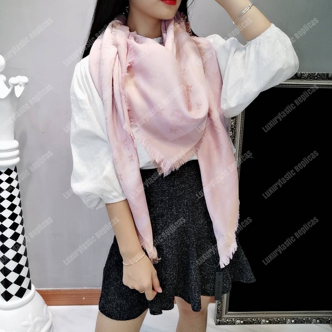 LV Monogram Shine Shawl Rose Velours