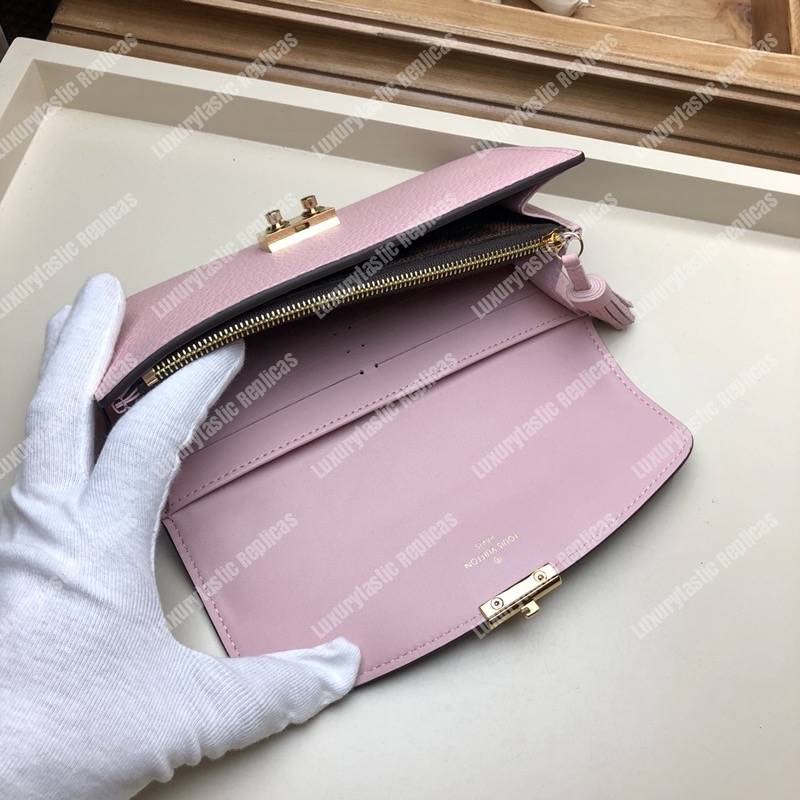 LV Croisette Wallet Damier canvas w/ grained leather Magnolia