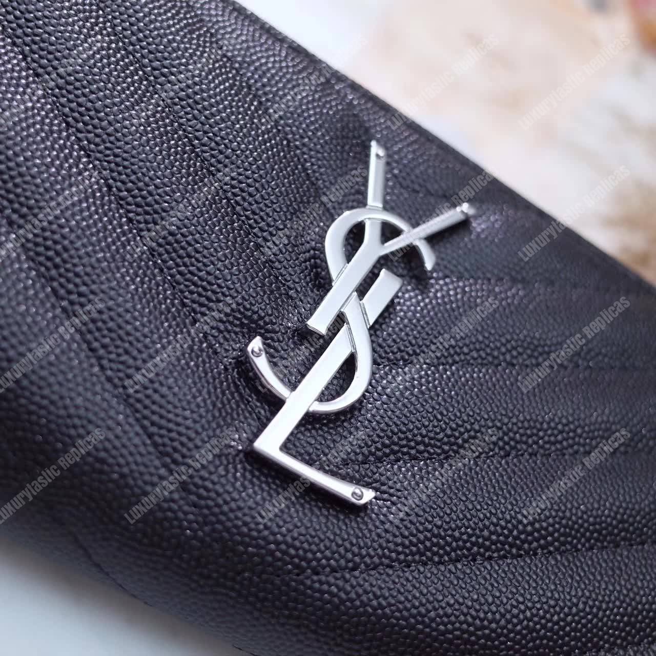 Saint Laurent Monogram Zip Around Wallet Black Grain De Poudre