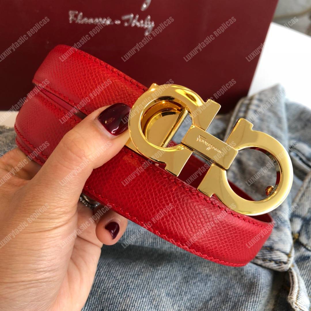 Salvatore Ferragamo Adjustable Gancini Belt Red