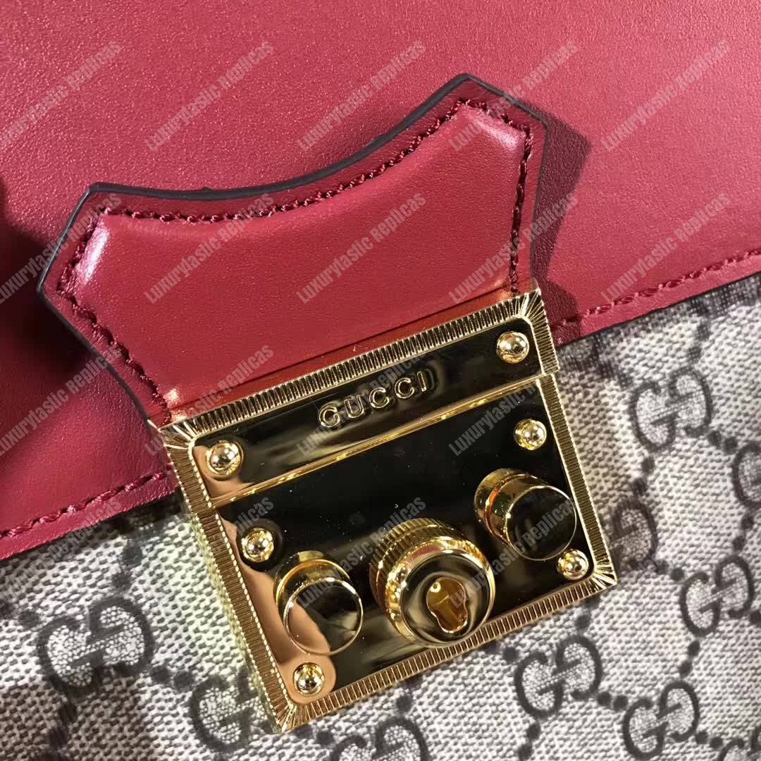 G*u*i padlock gg sup*e backpack red/pink