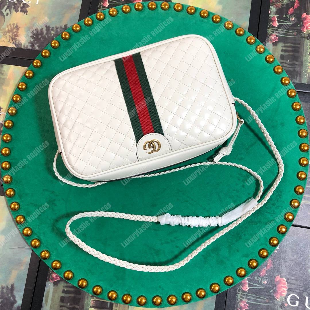 G*u*i quilted leather small shoulder bag white