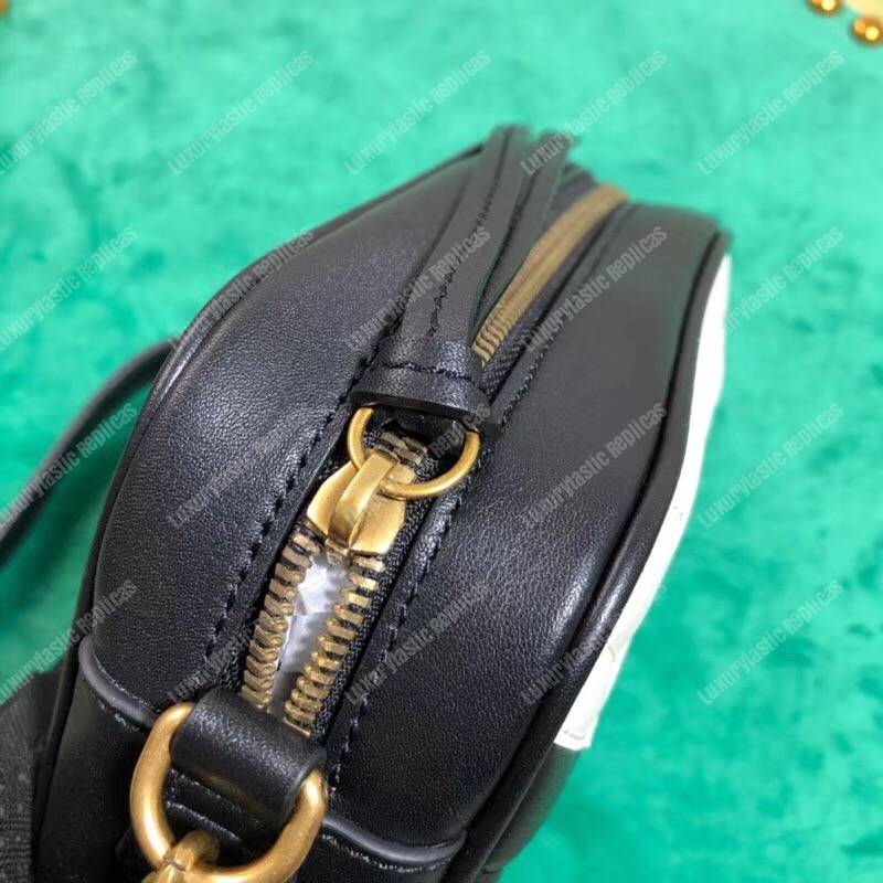 G*u*i gg marmont matelassé mini bag black and white