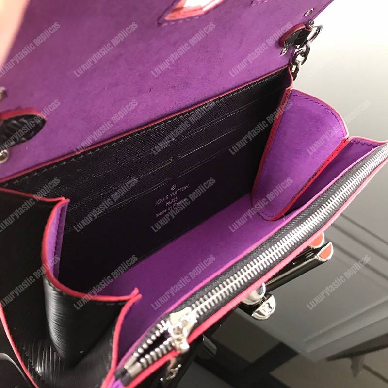 LV Twist Chain Wallet Epi Leather Black