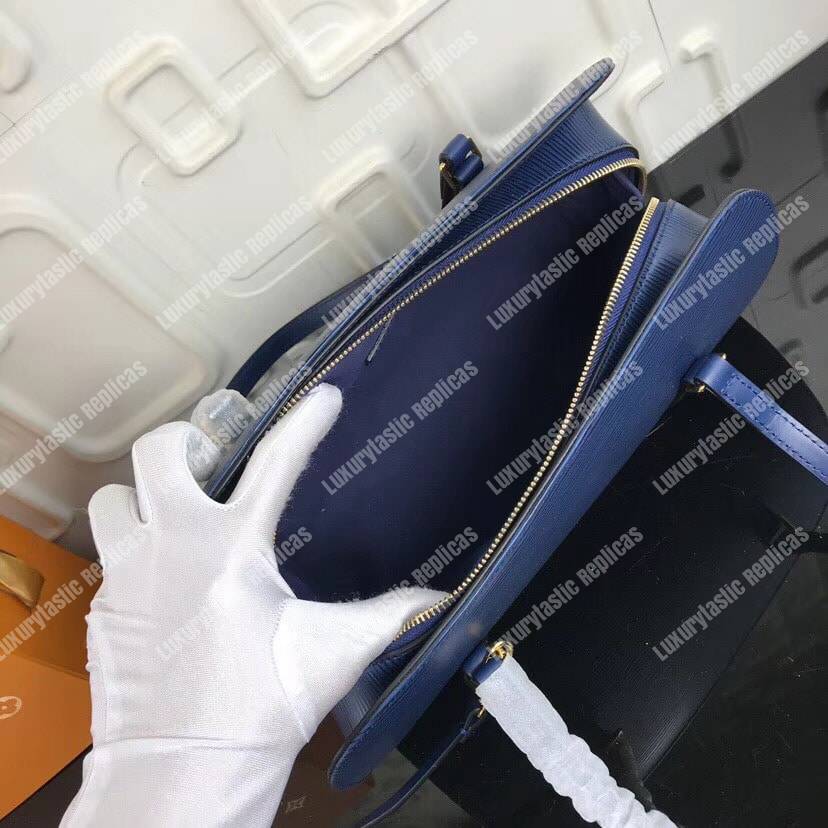 LV Soufflot Bag Black Epi Leather Blue