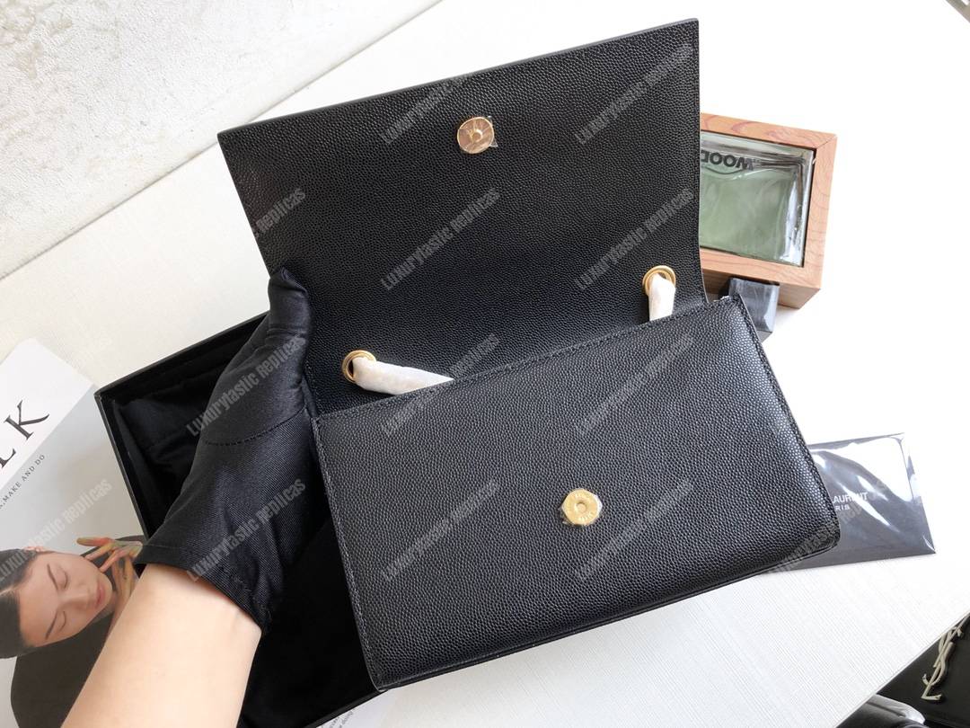 Saint Laurent Kate Medium In Grain De Poudre Embossed Leather Black