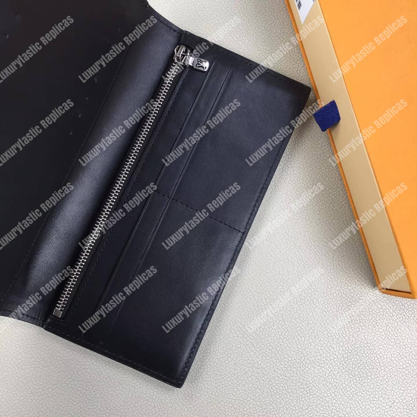 LV Long Coin Wallet Utah Leather Bleu Marine