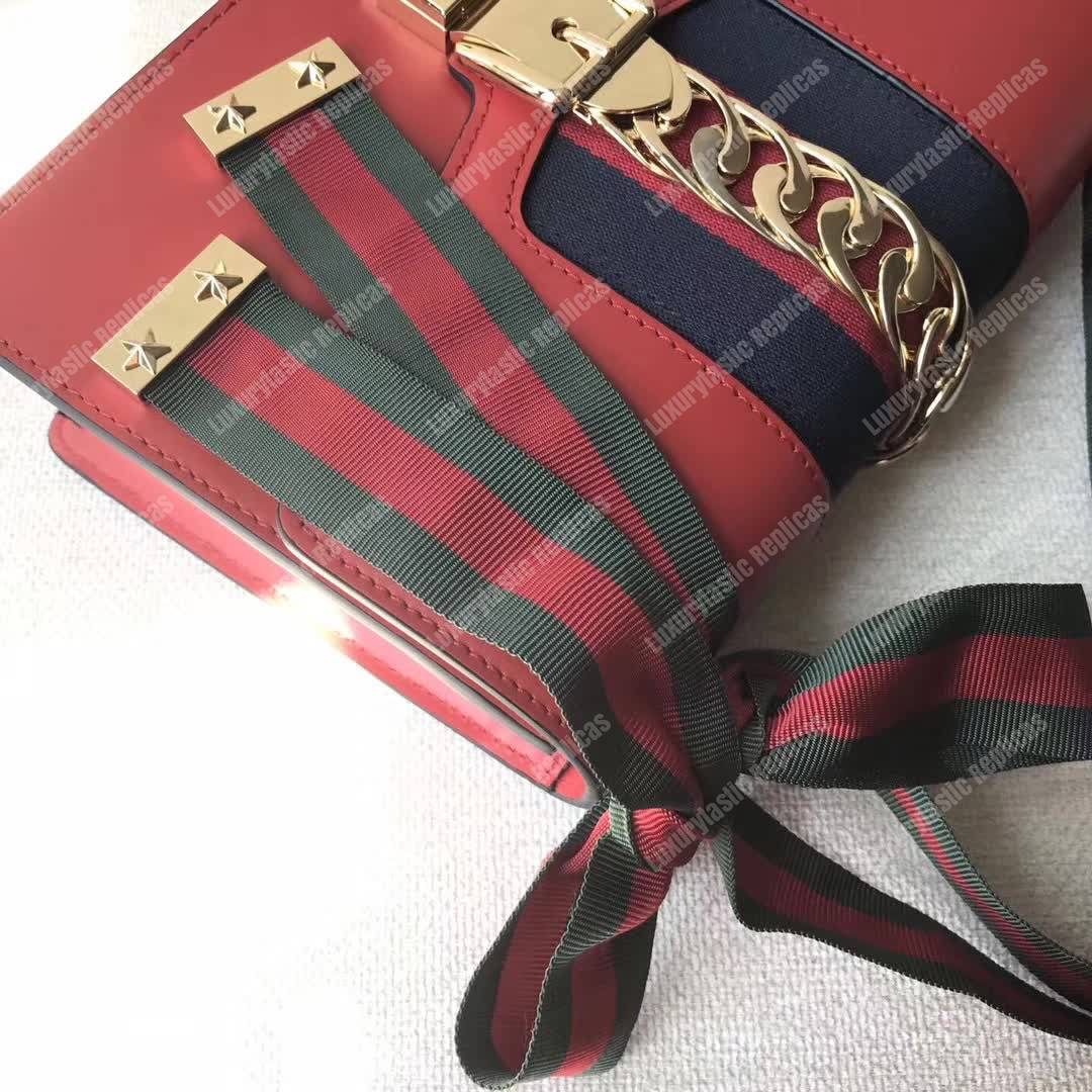 G*u*i sylvie small shoulder bag hibiscus red