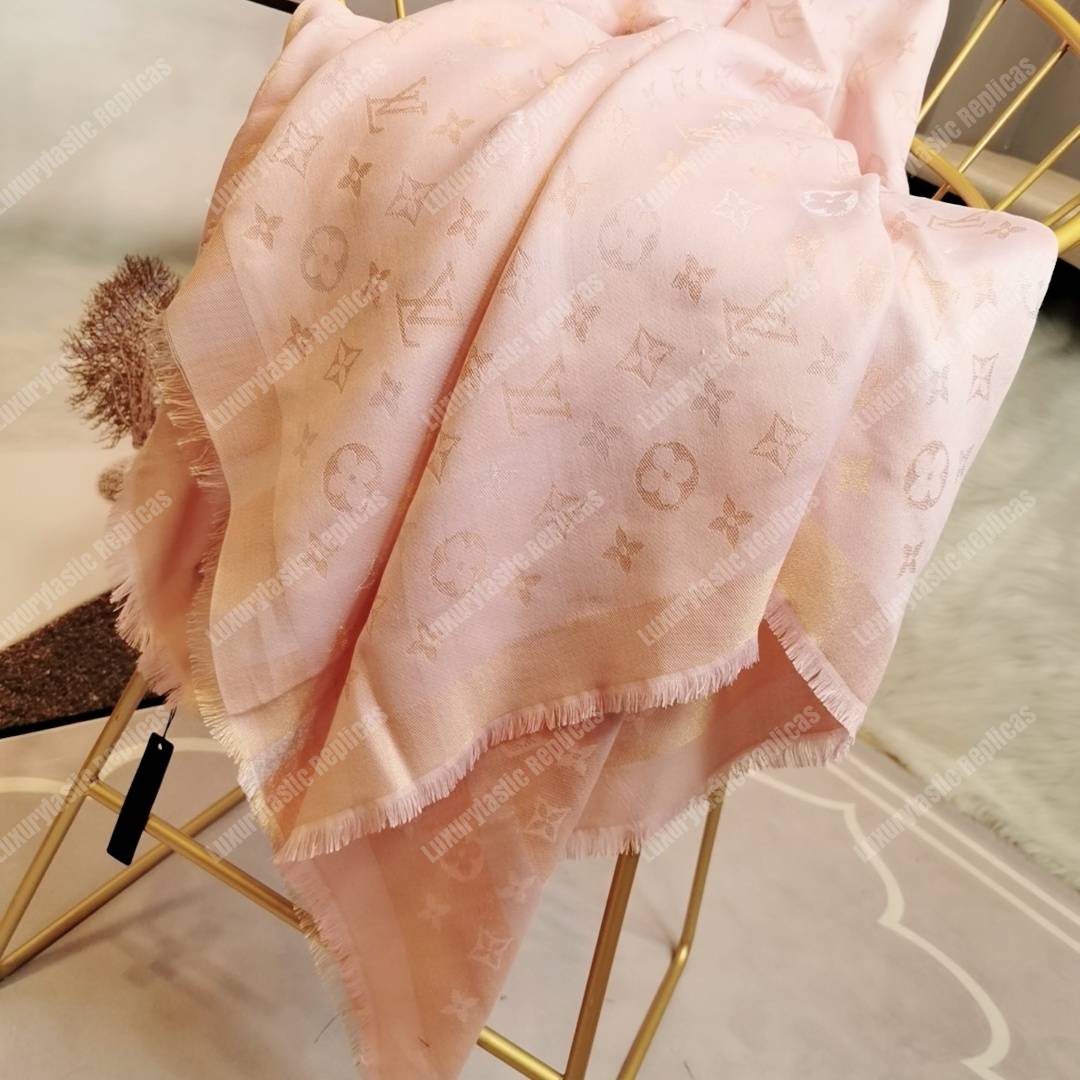 LV Monogram Shine Shawl Rose Velours