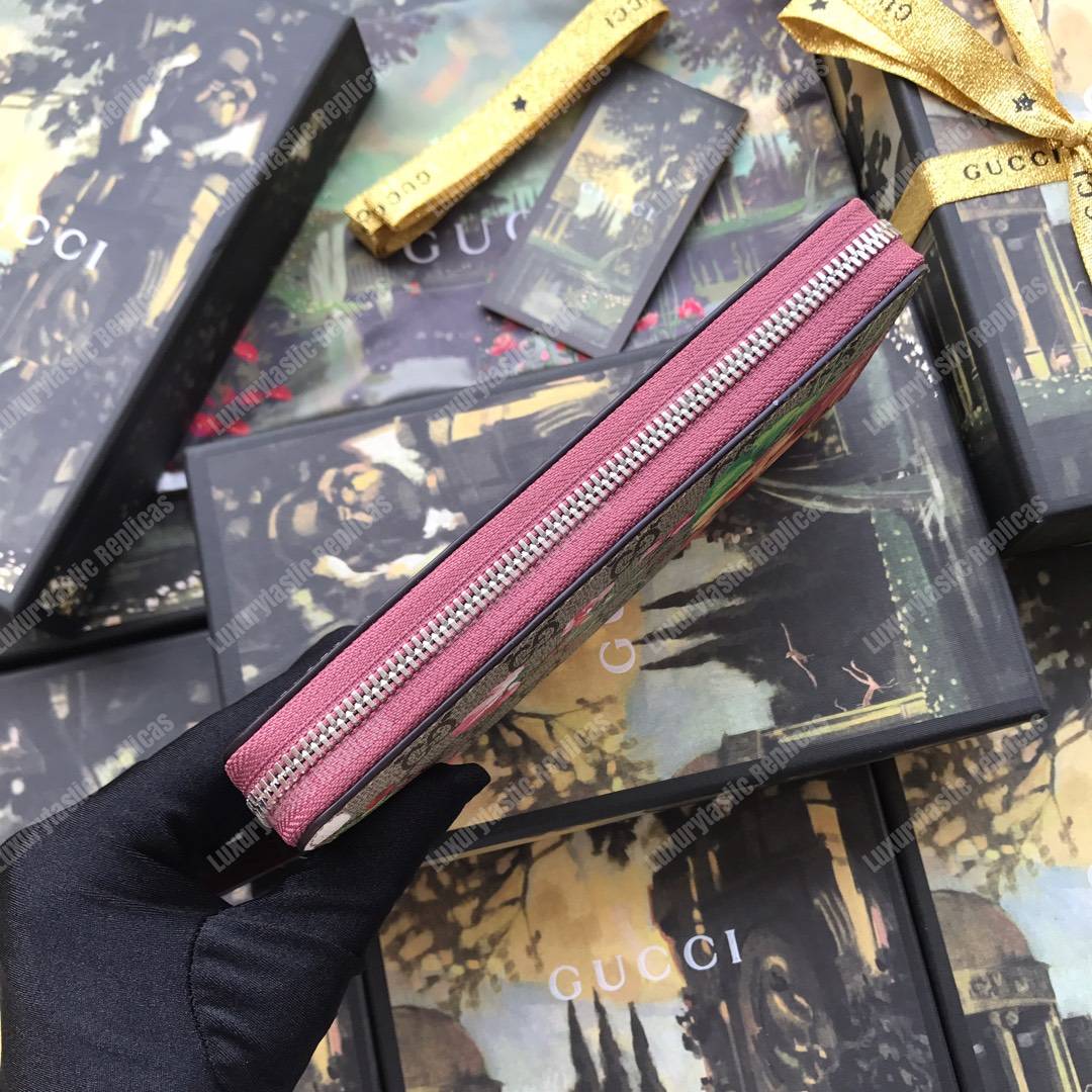 G*u*i gg blooms sup*e zip around wallet antique pink