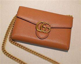 G*u*i gg marmont leather mini chain bag tan