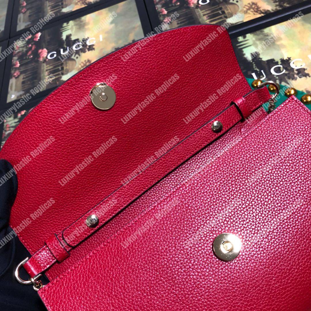 G*u*i zumi hibiscus red smooth leather small shoulder bag