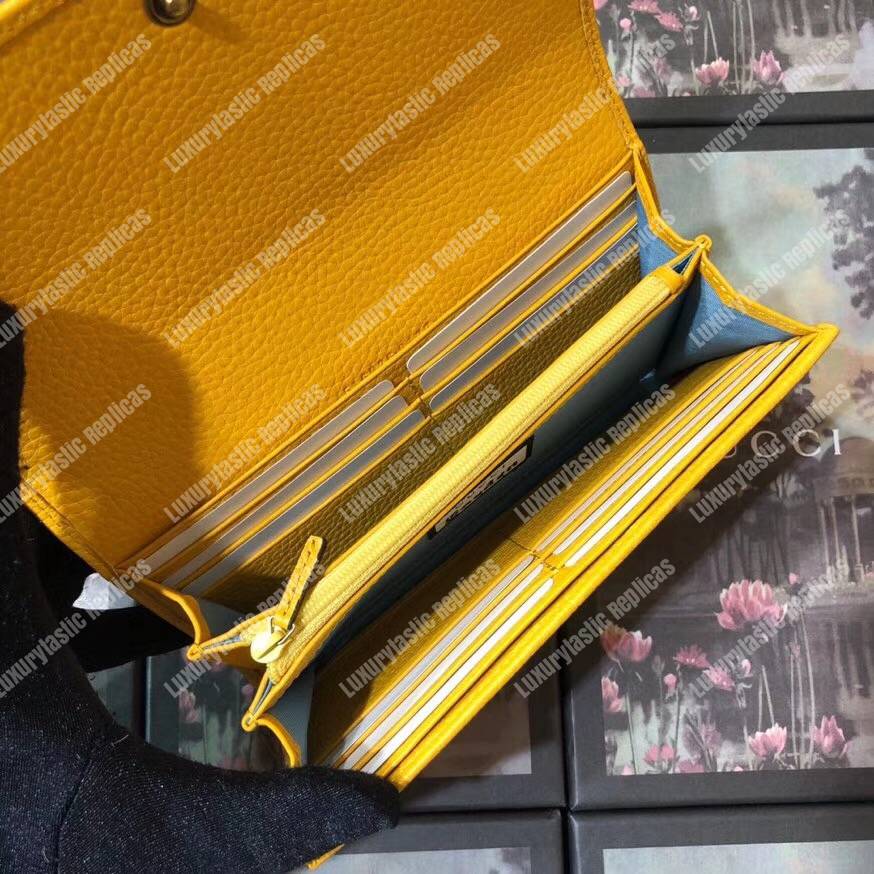 G*u*i garden leather continental wallet yellow with butterfly