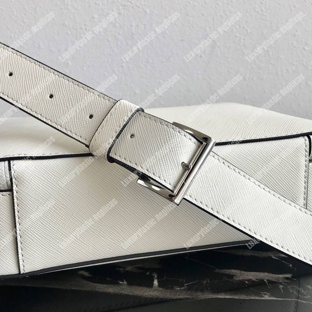 Pra*a brique saffiano leather bag white