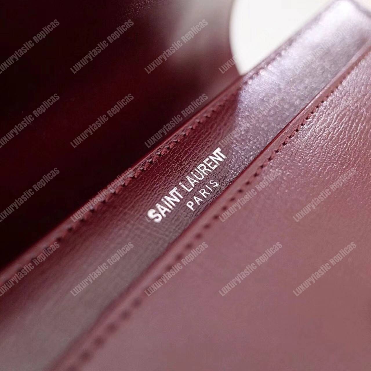Saint Laurent Small Sunset Bag Dark Red Grained