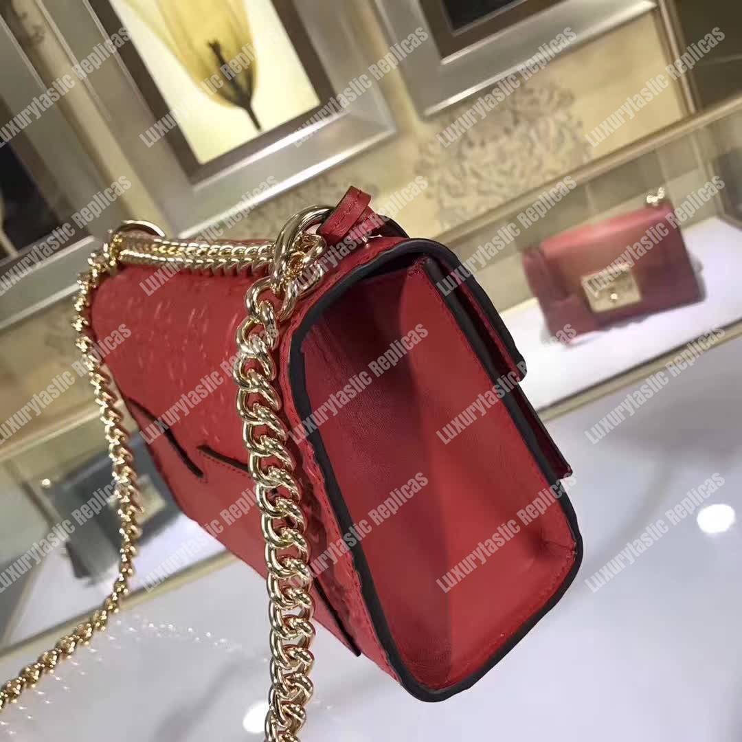 G*u*i padlock small signature shoulder bag red
