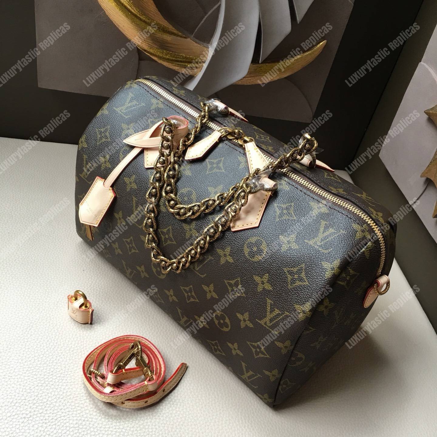 LV Speedy 30 Chain Tote Bag Monogram Canvas
