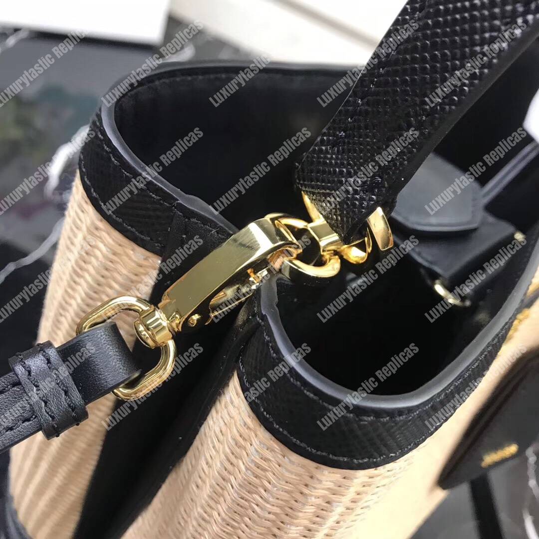 Pra*a panier medium straw bag black