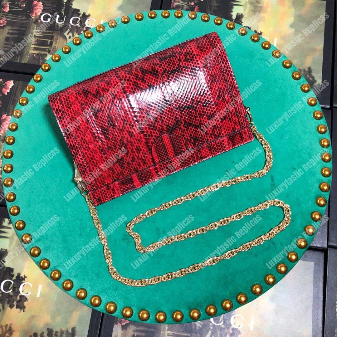 G*u*i ophidia small snakeskin shoulder bag hibiscus red