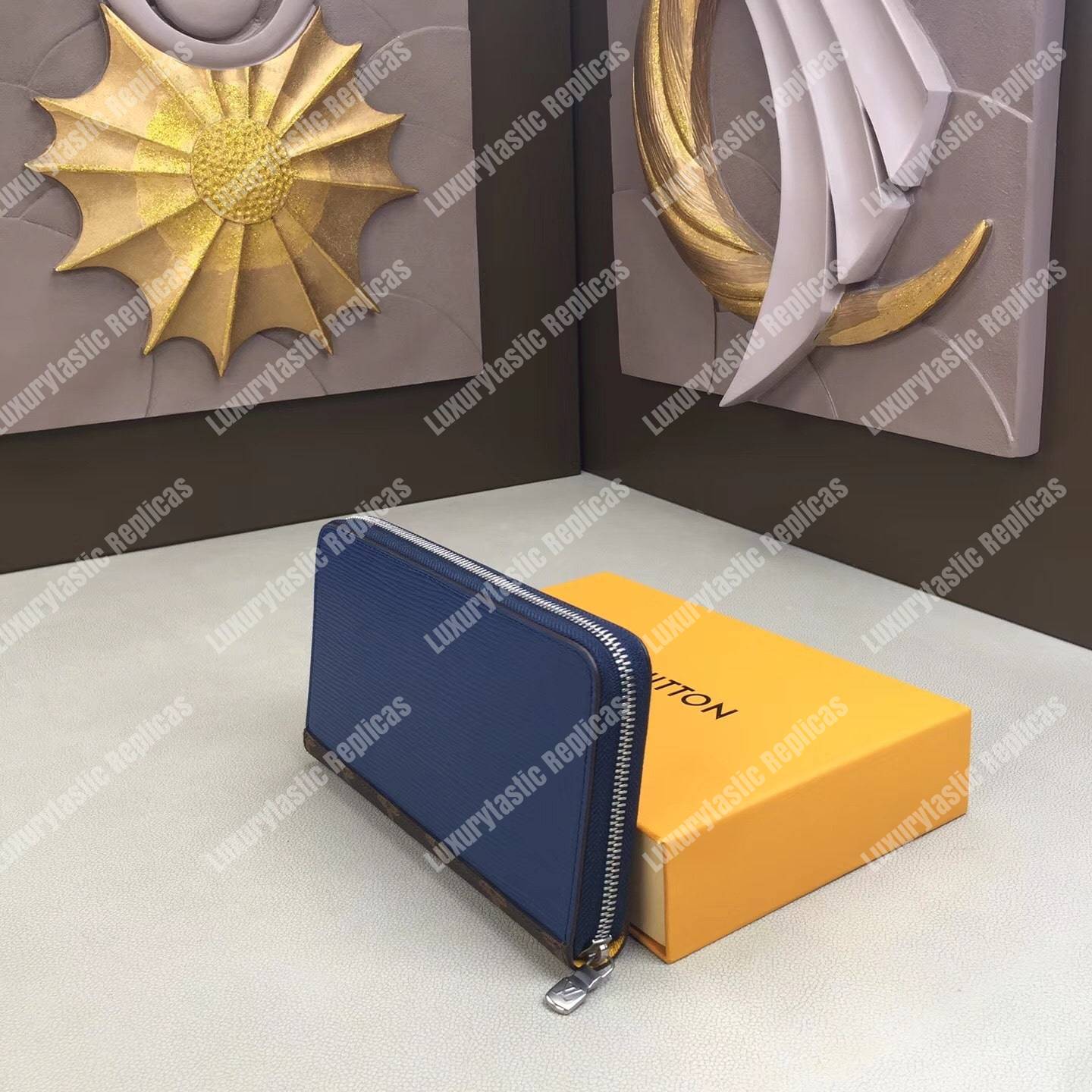 LV Zippy Organizer Epi Leather Blue and Gray
