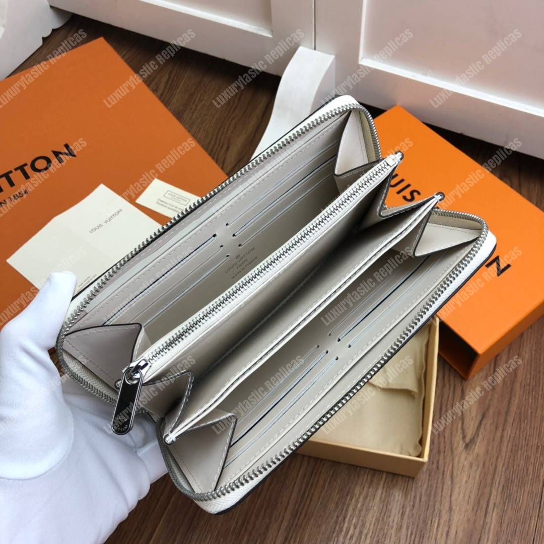 LV Zippy Wallet Mahina Leather Ivory