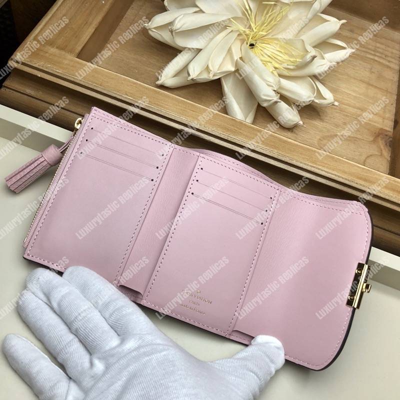 LV Croisette Compact Wallet Damier Ebene canvas w/ grained leather Magnolia