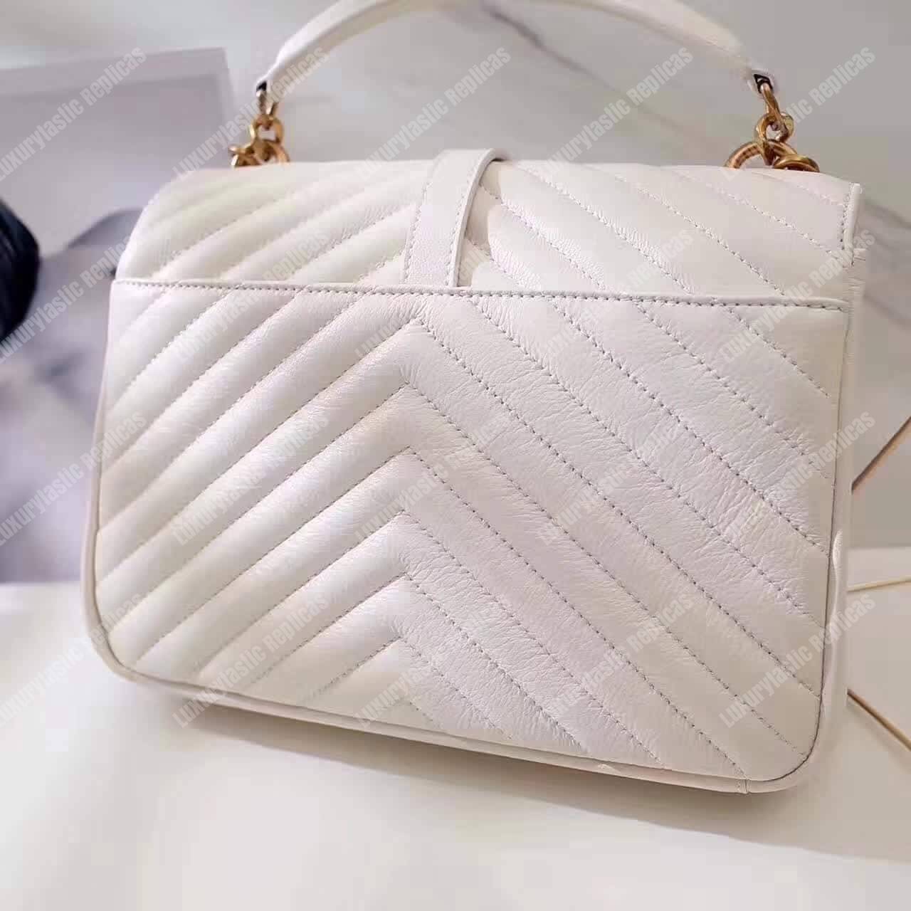 Saint Laurent Classic Medium College Monogram White Gold-Toned