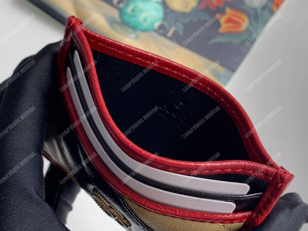 G*u*i gg marmont card case twisted black beige