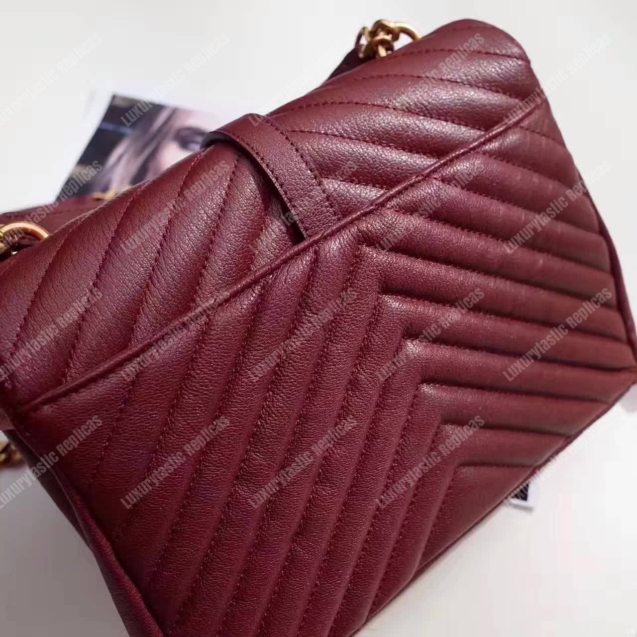Saint Laurent Classic Medium College Monogram Dark Red Gold-Toned