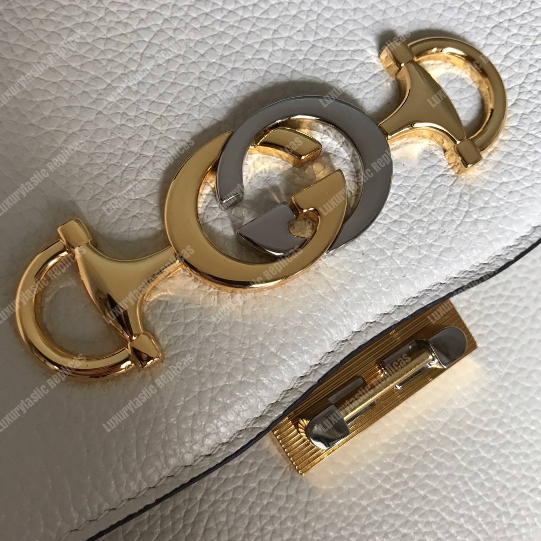 G*u*i zumi grainy leather small shoulder bag white