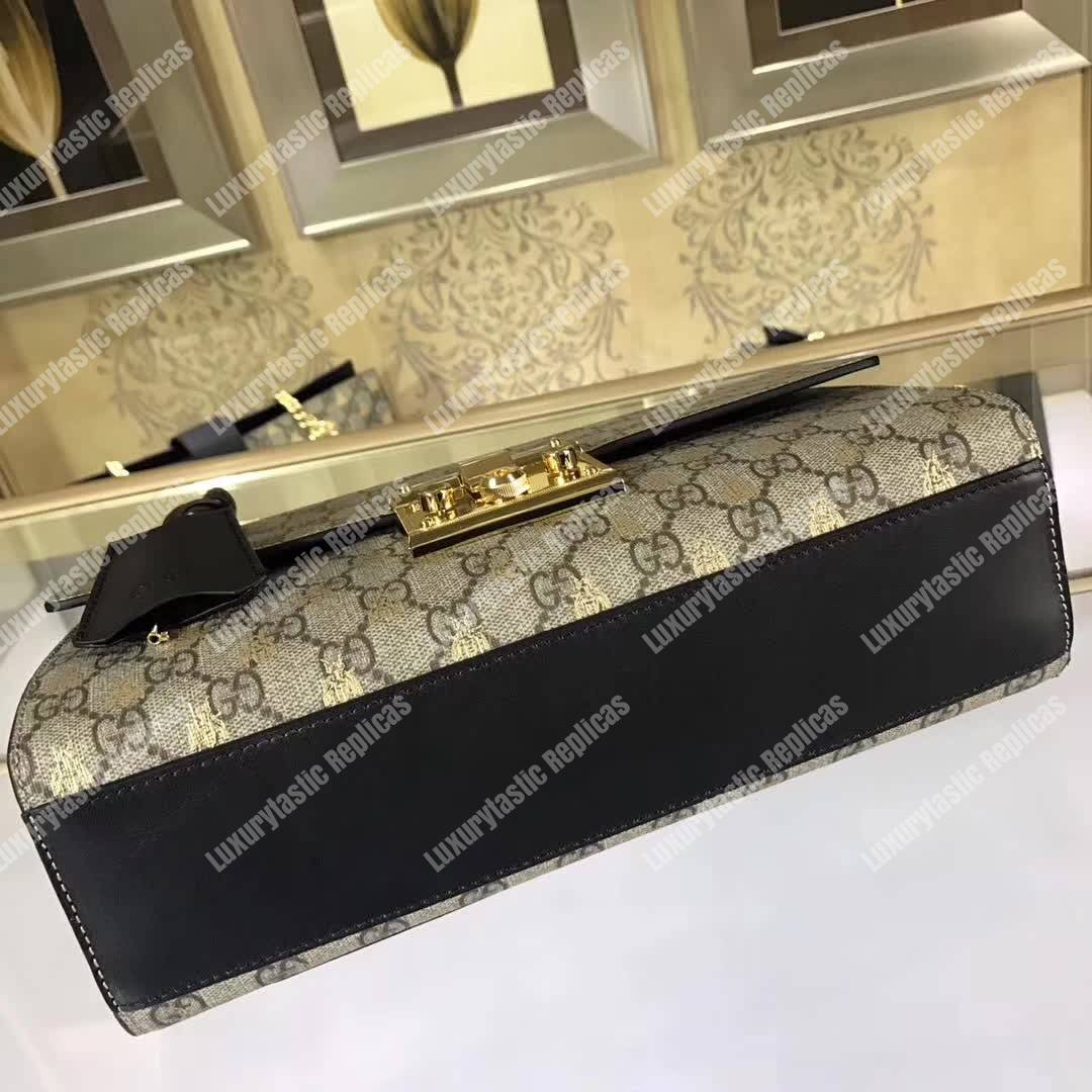 G*u*i padlock medium full gg sup*e bees shoulder bag