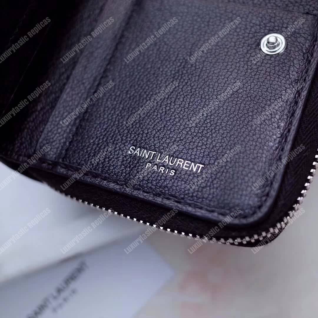 Saint Laurent Compact Zip Around Wallet Black