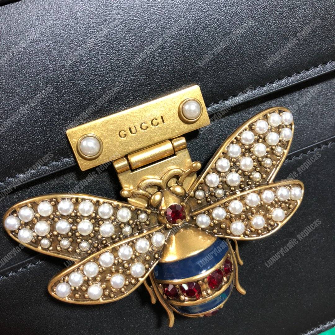 G*u*i queen margaret leather top handle bag black