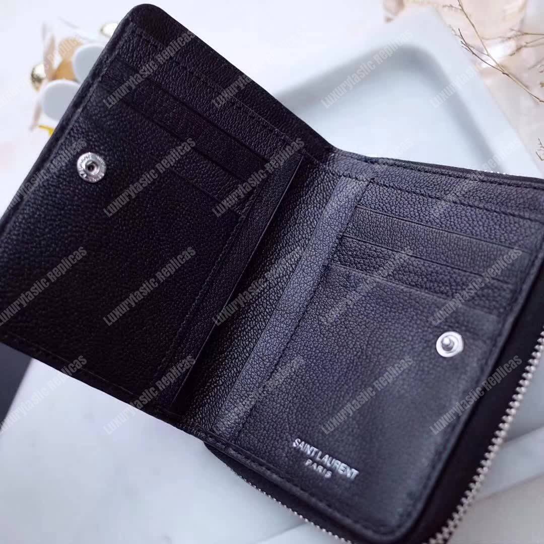 Saint Laurent Compact Zip Around Wallet Black