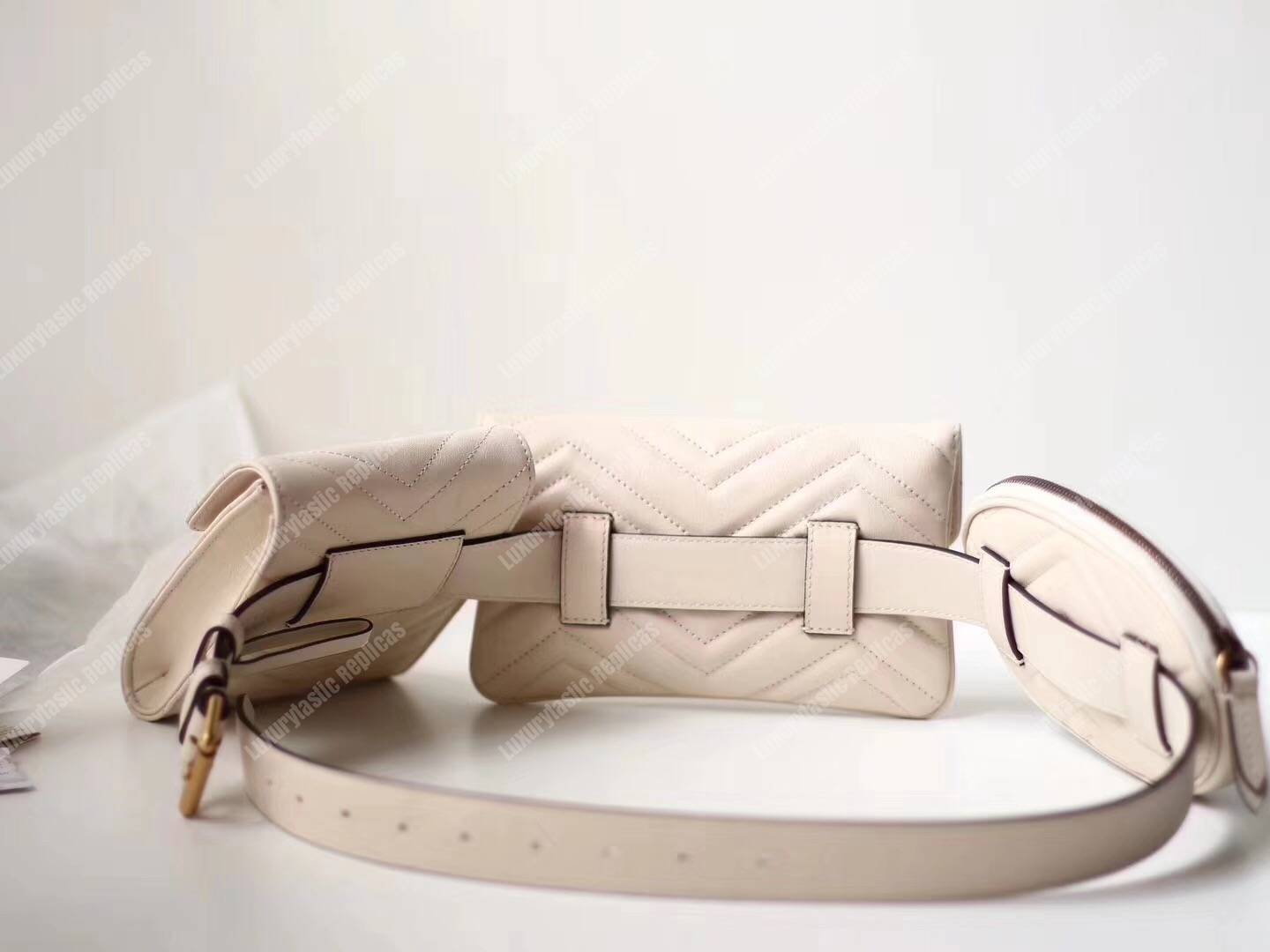G*u*i gg marmont matelassé belt bag white